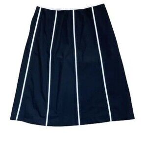 Ann Taylor Women Black Skirt With White Striped Details Size 2 /P Petite